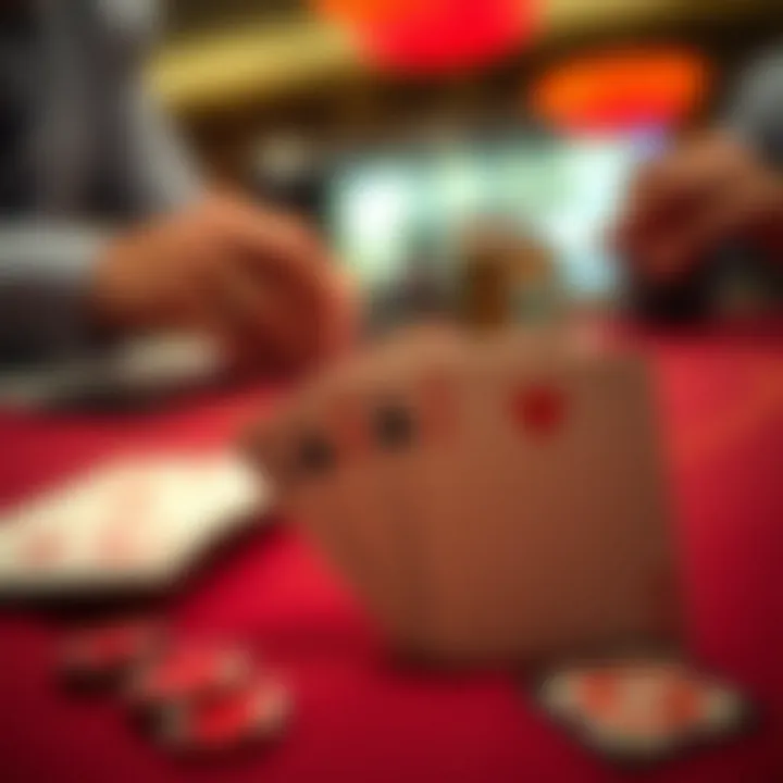 Close-up of cards in a baccarat game