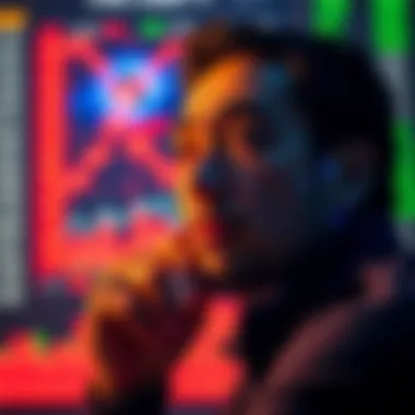 A person contemplating betting decisions with data in the background