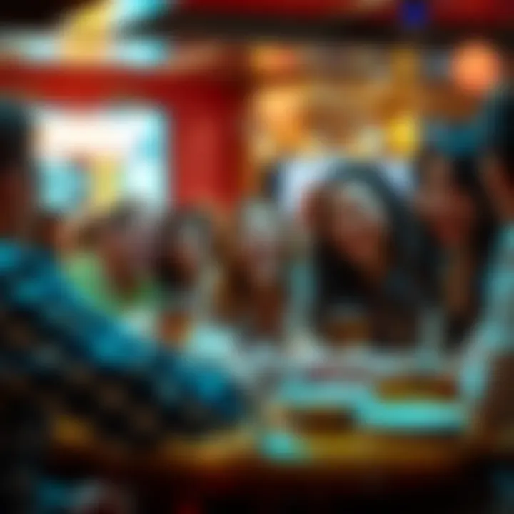 A group of friends enjoying a bingo night, laughing and interacting