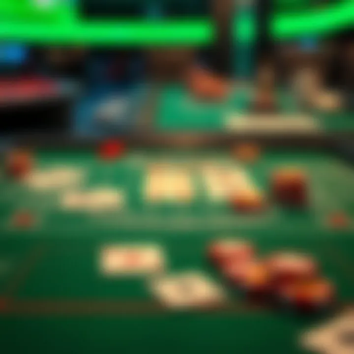 A strategic overview of blackjack rules and strategies illustrated on a board.