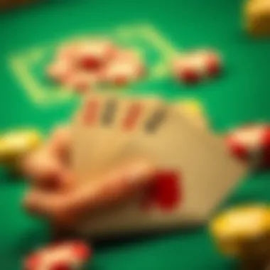 Close-up of blackjack cards showing a winning hand.