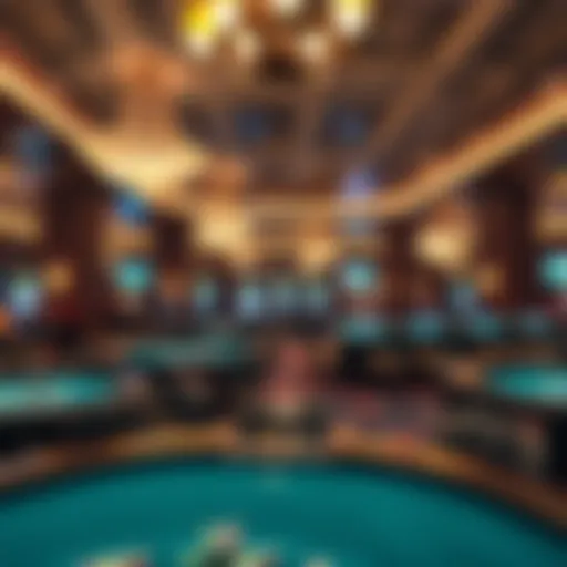 Elegant casino interior showcasing gaming tables