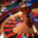 A close-up of a roulette wheel with vibrant colors and numbers