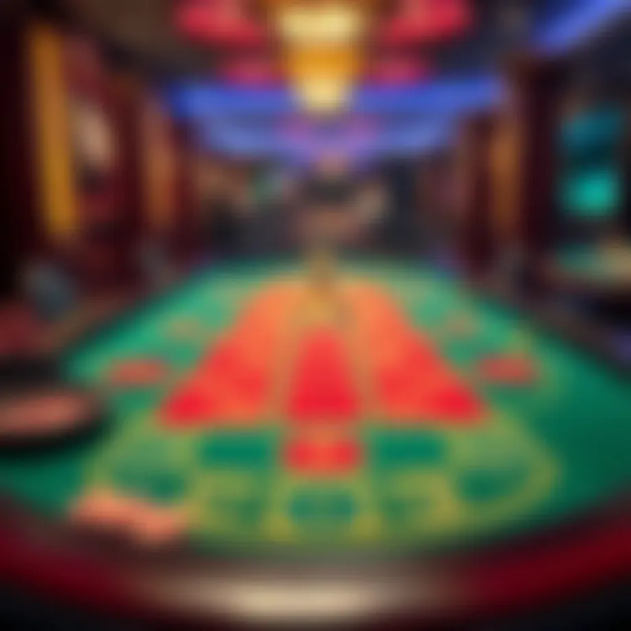 Intricate layout of a casino table showcasing betting zones