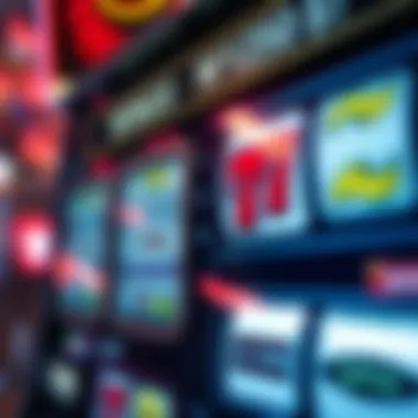 A close-up of a slot machine's paytable with potential winnings displayed