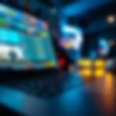 Close-up of a laptop showing an esports betting platform interface