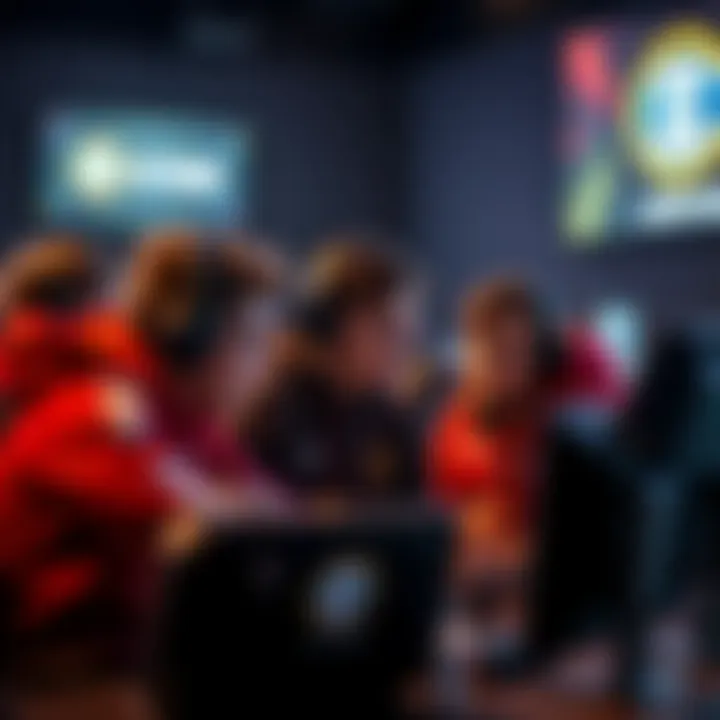 A group of esports players strategizing before a game