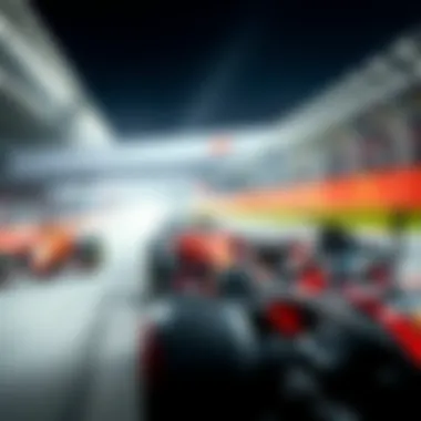 Formula 1 race cars in action during a Grand Prix