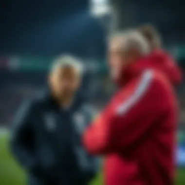 Coach giving strategic advice during a match