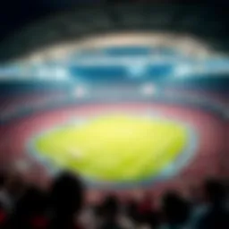 A vibrant stadium atmosphere showcasing a soccer match