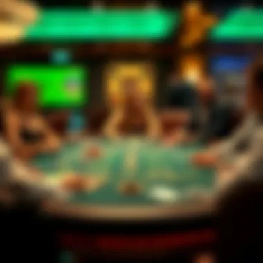 A captivating live blackjack table with a dealer and players engaged in the game.
