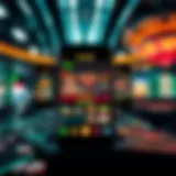 A futuristic mobile casino interface showcasing various games