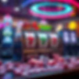 Conceptual illustration of money slots and gaming mechanics