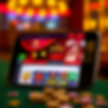 Mobile Casino User Interface A mobile device showcasing a vibrant online casino interface