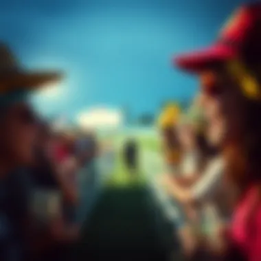 A vivid depiction of a horse racing event with enthusiastic spectators.