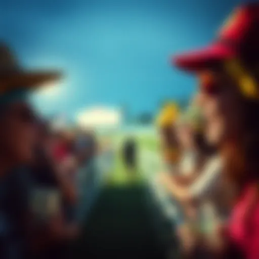 A vivid depiction of a horse racing event with enthusiastic spectators.