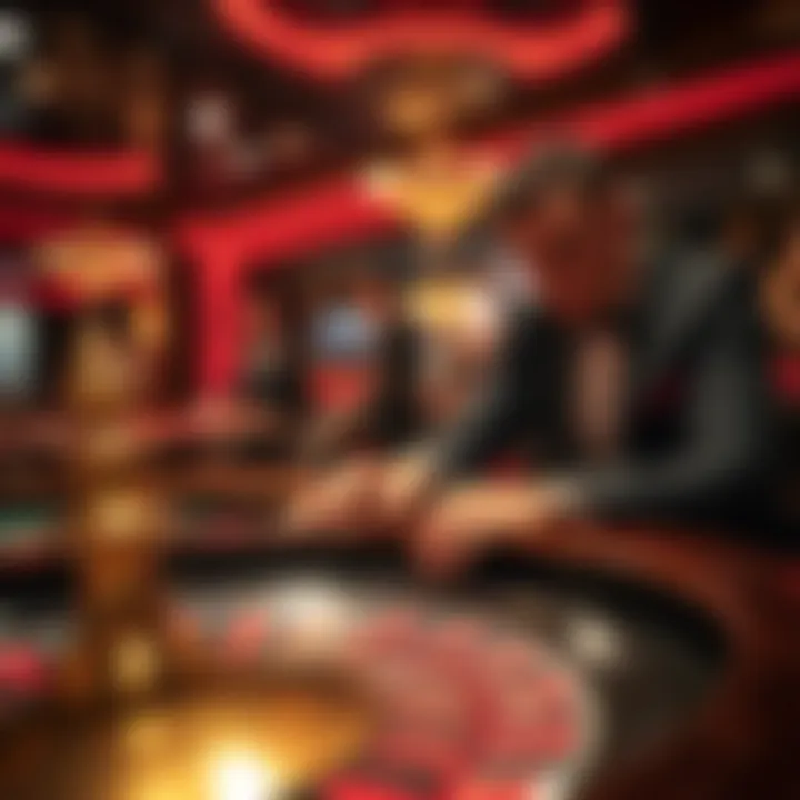 Strategic Bet Placement A player placing bets at a roulette table