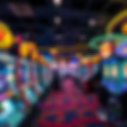 A vibrant casino gaming floor filled with high-tech gaming machines