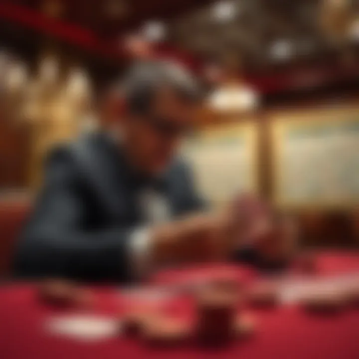 A strategic player analyzing cards and making decisions