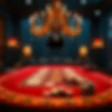 A beautiful baccarat table setup with cards and chips