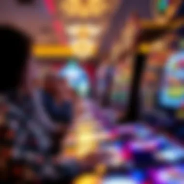 An exciting scene of players engaging with a slot machine