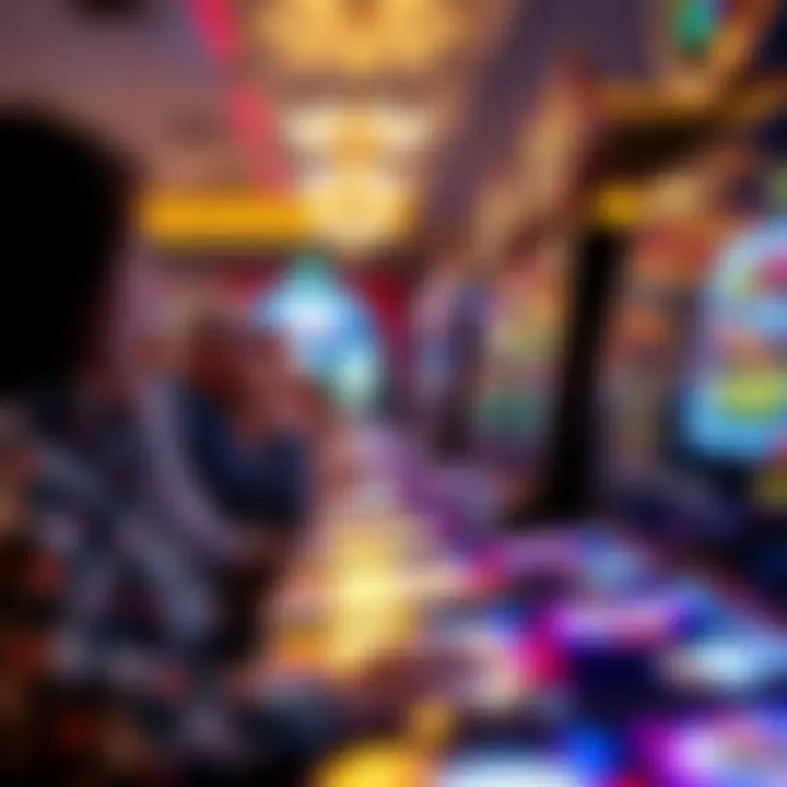 An exciting scene of players engaging with a slot machine