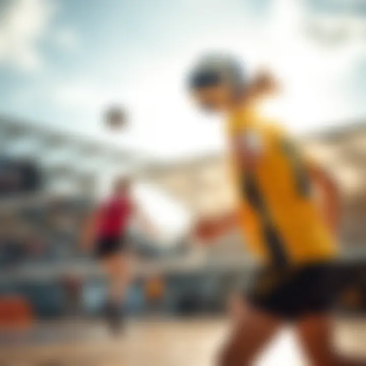 Dynamic volleyball match in progress